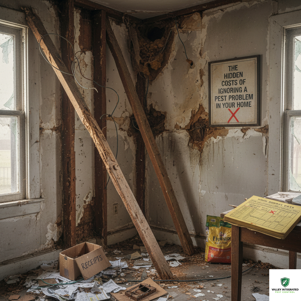 Home structure severely damaged by pests needing costly repairs